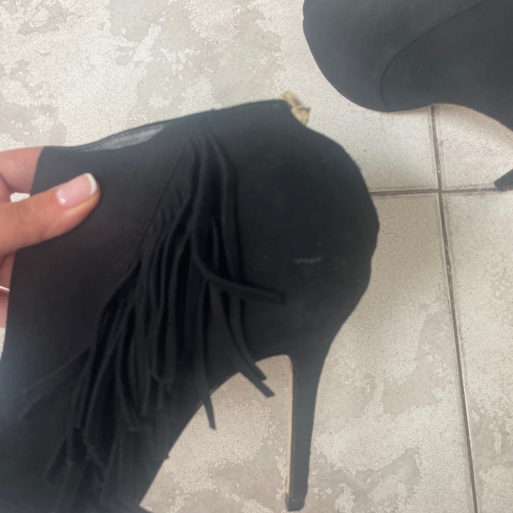 Karen millen black suade fringe heels good condition size 8 - Picture 5 of 14